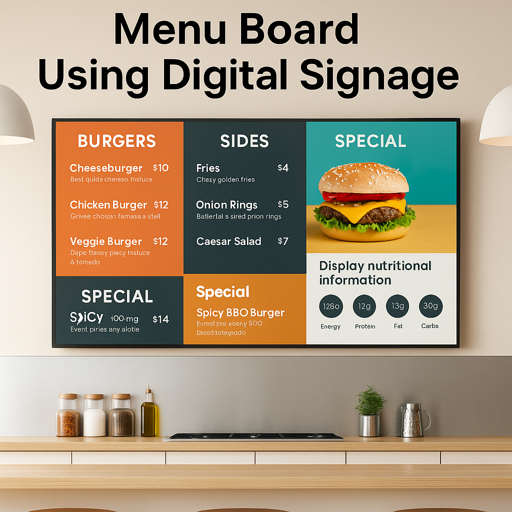 menu board using digital signage